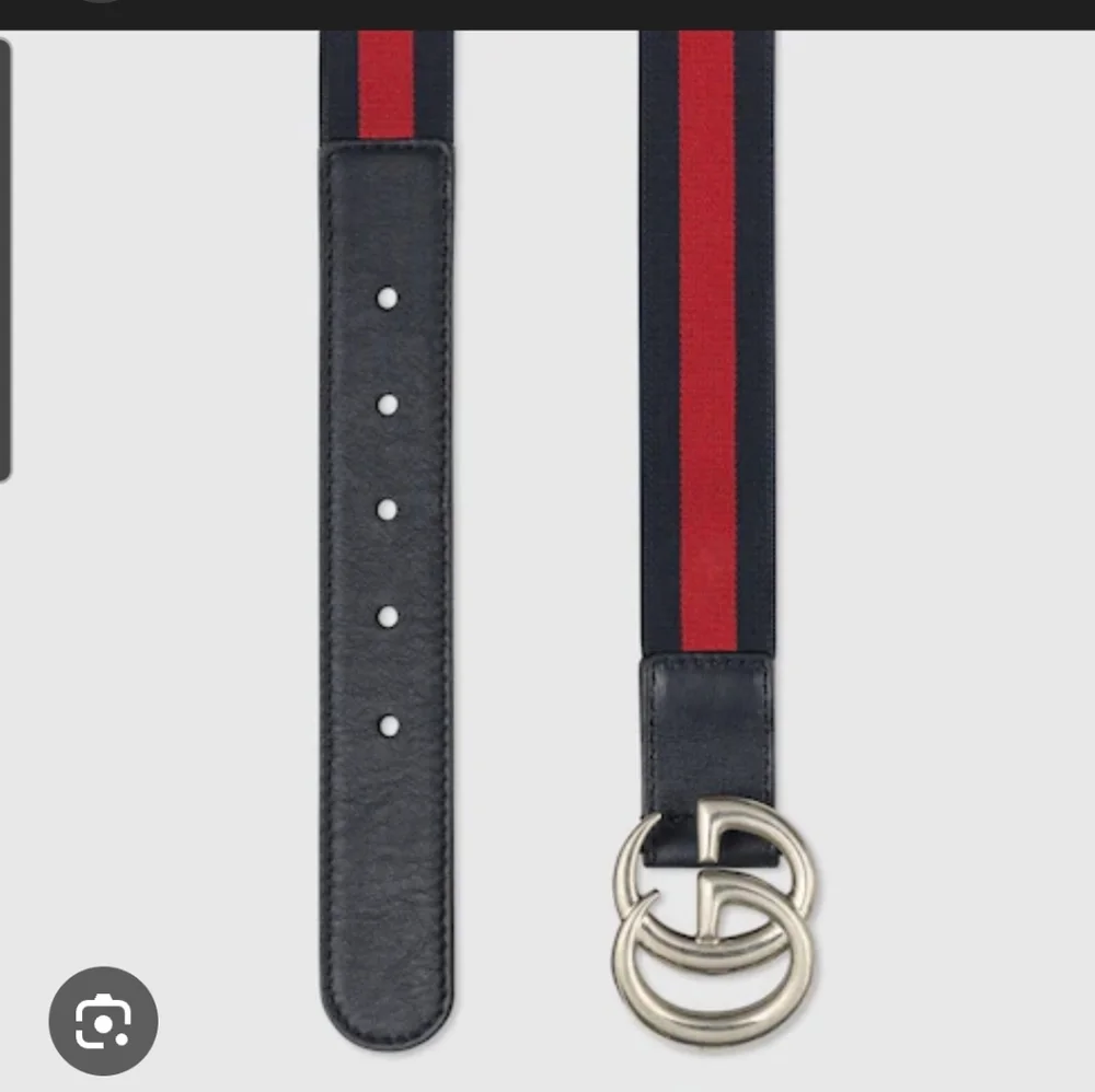 GG Logo Navy and Red Stripe Kids Web Strap Belt